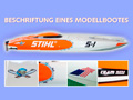Beschriftung eines Modellbootes